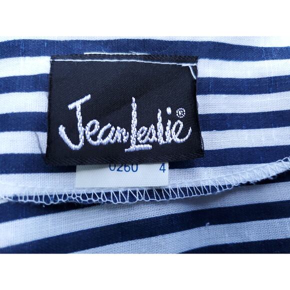 Vintage Jean Leslie Blue White Colorblock Dress Stripes Belted 1970s 70s Sz 16 - Picture 14 of 16